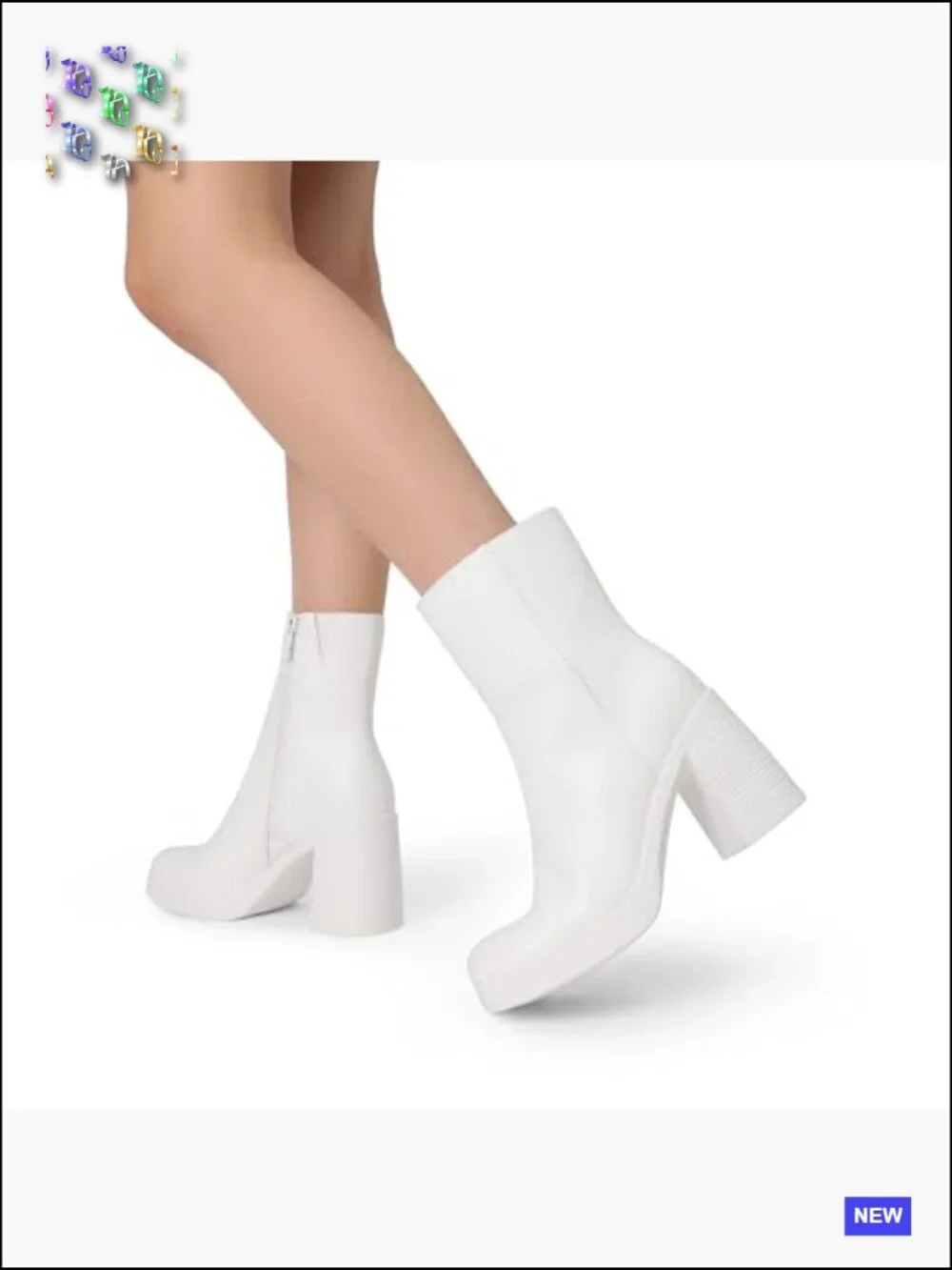 Chunky Platform Gogo Ankle Boots Square Toe Side Zipper Party Heels Y2K Fashion